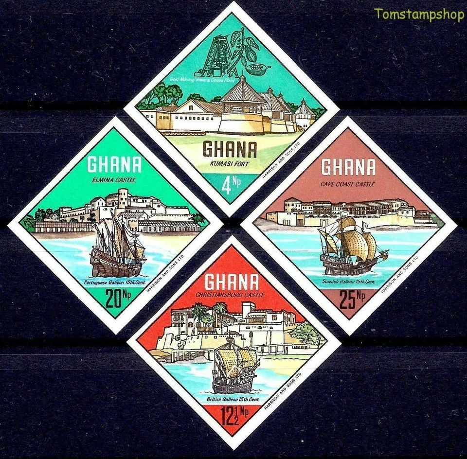 Ghana 1967 Ships Boats Sailing Castles Fortress Gold Mining Cocoa Imperf MNH - Image 1 of 1