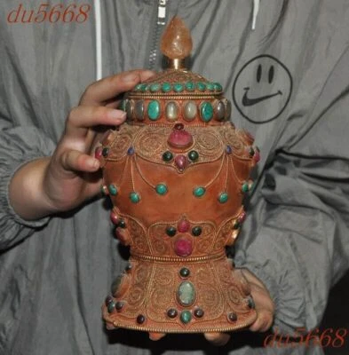 9.2" plata filigrana dorada incrustación gema cristal tanques vajilla tanque bote frasco Foto 1 de 4