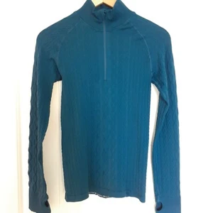 Krimson Klover Aran Cable 1/4 Zip Top Teal Size M - Picture 1 of 10