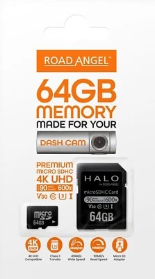 Road Angel Halo Micro SDXC 64GB Memory Card Class 10, UHS-I 90MB/s U3 +  Adapter - Image 1 of 4