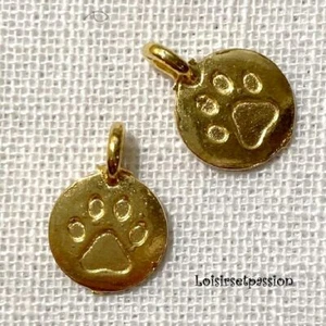 LOT de 2 CHARM / BRELOQUE / PENDENTIF - ROND PATTE D'ANIMAL doré 12 x 16mm - 098 - Bild 1 von 1
