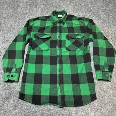 Rothco Shirt Mens Medium Green Plaid Flannel Button Down Collar Heavyweight - Image 1 of 4