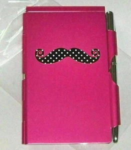 Wellspring Flip Note + Pen - MUSTACHE 1631 Black Pink Organizer Metal flipnote - Picture 1 of 1