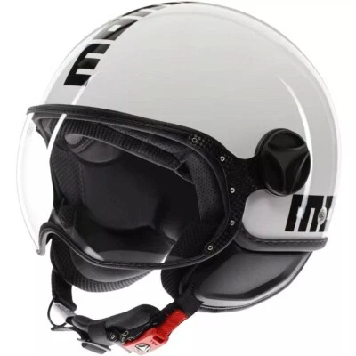 CASCO JET MOMO DESIGN FGTR CLASSIC E2206 MONO - BIANCO LUCIDO NERO -