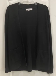 Verve Ami Women's Lightweight Open Front Sweater Size M Black Pockets F23 - Picture 1 of 7