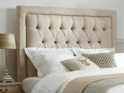 QUALITYBEDS1 Upholstered ATN Bumper Buttons Headboard in Turin Fabric 26" 30" Height