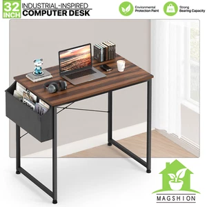 Walnut Wood 32" [WORKSTATION+STORAGE BAG] Office Computer Desk Home Laptop Table - Picture 1 of 12