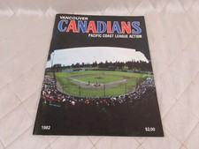 Vancouver Canadians Baseball 1982 Program Schedule Booklet Pacific Coast League