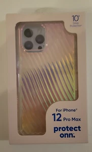 PROTECT ONN IPHONE 12 PRO MAX CASE Rainbow Metallic Ridges - Picture 1 of 2