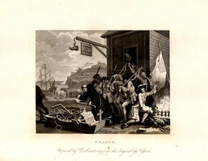 Stampa Antica = W. HOGARTH = 1840 = Invasion: FRANCE = Old ENGRAVING Incisione - Picture 1 of 1