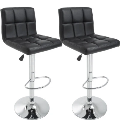 Set of 2 PU Leather Adjustable Bar Stool Counter Height Chair with Backrest - Image 1 of 4