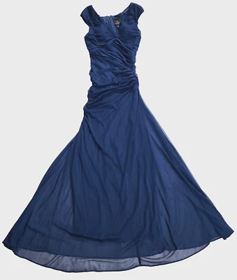 NEW Adriana Papell Navy Blue Sleeveless Off Shoulder Long Maxi Dress Size 6P - Image 1 of 4