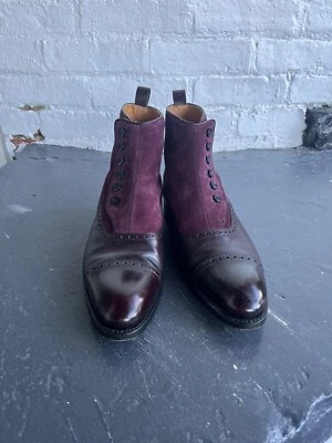 Bota con botones J.Fitzpatrick PUYALLUP; CIRUELA PANTORRILLA PÚRPURA GAMUZA, US 8 UK7 Foto 1 de 4