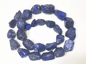 16.5''Natural Blue hammer cut nugget Lazuli Lazulite with Gold Pyrite L534 - Picture 1 of 5