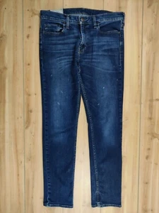 MENS HOLLISTER ZIP FLY SKINNY CLASSIC DISTRESSED BLUE DENIM JEANS 33 X 32 - Picture 1 of 8