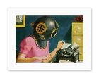 DRAWING NAUTICAL TYPE WRITER SCUBA OFFICE SURREAL Poster Drawing Canvas art