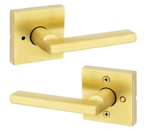 Juego de manijas de palanca de puerta de privacidad Gold Passage - Imagen 1 de 6