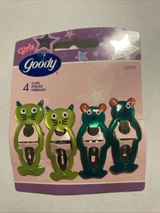 GOODY Girls Metal/Plastic Cat & Bear Snap Back Clips 4 Barrettes NEW 2004 G92 - Picture 1 of 9