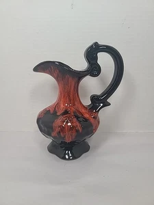 Vintage kanadische Keramik Evangeline Krug Krug Tropfglasur orange braun schwarz MCM - Bild 1 von 7