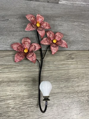 "Gancho de pared de metal floral con flores decoración de pared 11""" Foto 1 de 4