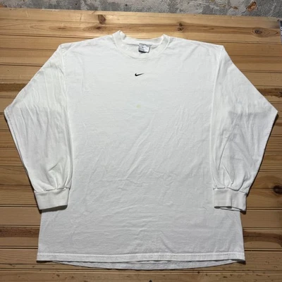 Vintage 90s Y2K Nike Center Swoosh Logo Long Sleeve Retro T-Shirt Men's - XXL - Image 1 of 4