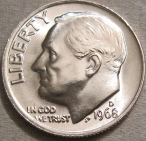 SELLING AS SHOWN - 1968 D UNCIRCULATED ROOSEVELT DIME ~ CLAD FROM MINT SET ~ 474 - Picture 1 of 7