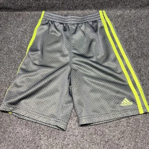 Adidas Athletic Shorts Youth Size 7 Gray Solar Green Lime Green Embroidered Logo - Picture 1 of 5