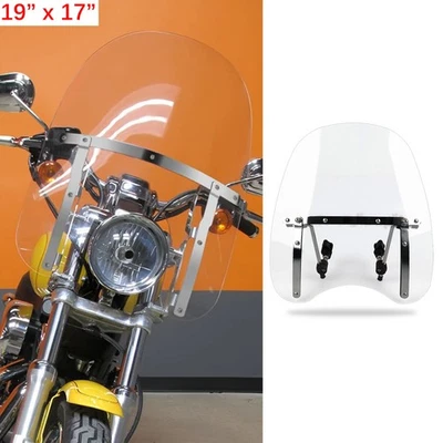 Deflector de viento parabrisas 19" x 17" para Harley Davidson Sportster 883 XL 1200 Foto 1 de 4