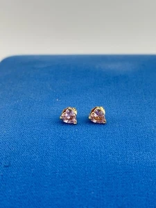 Minimalistische 14k Gelbgold Quarz Herz Ohrringe - Bild 1 von 7