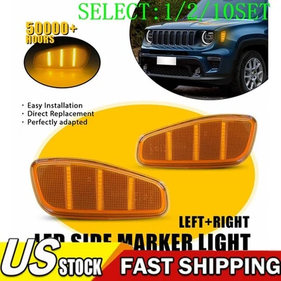 For 2015-22 Jeep Renegade Fender Side Marker Light Turn Signal Lamp Amber 1~10X - Image 1 of 4