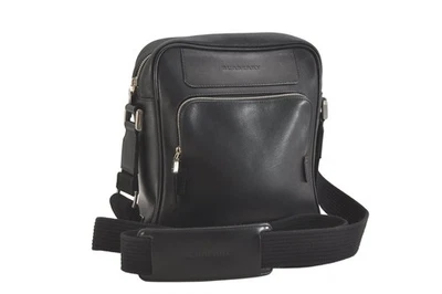 Authentic BURBERRY Vintage Leather Shoulder Cross Body Bag Purse Black 2690N - Image 1 of 4