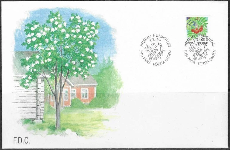 Finland 1991 Tree, Rowan, Self Adhesive First Day Cover - Image 1 of 1
