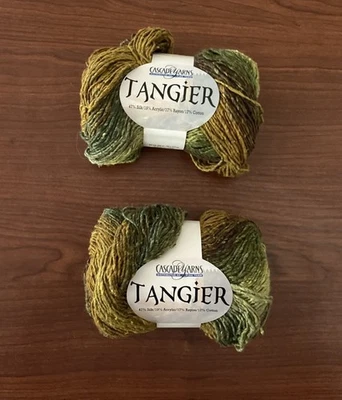 2 мотка каскадной пряжи танжер, #4 вес., цвет 10 зеленый и золотой, 220 ярдов. Каждый - Изображение 1 из 2
