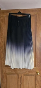 Marks and Spencer M&S Hombre Sunpleat Long Skirt Size 12 Black Ivory Bnwt - Picture 1 of 7