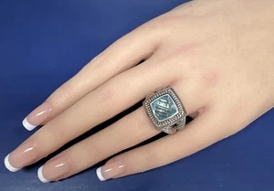 Vintage Judith Ripka Sterling Silver Blue Topaz Ring 🩵13.0 Grams🩵Size 8.5 - Picture 1 of 9