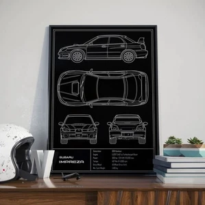 Subaru Impreza WRX STI Hawkeye Blueprint Poster - Bild 1 von 3