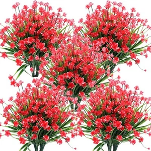 Artificial Flowers, 8 Bundles Fake Outdoor UV Resistant Greenery Faux Plants ... - Picture 1 of 8