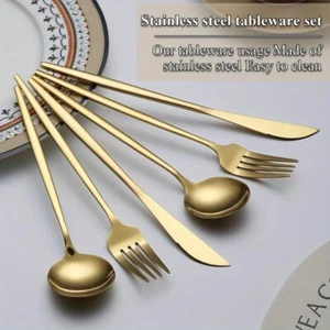 Gold Silverware Set 60 Piece,Titanium Gold Plated Stainless Steel Flatware Set - Picture 1 of 8