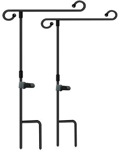 2 Pack Garden Flag Pole Stand Holder with Flag Stopper and Clip Waterproof - Picture 1 of 8