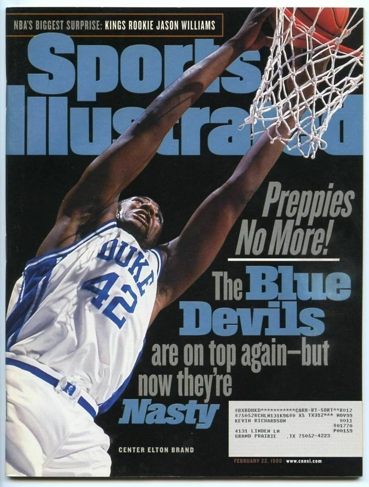 Sports Illustrated 22 февраля 1999 NCAA Duke Blue Devils Center бренд Elton - Изображение 1 из 1