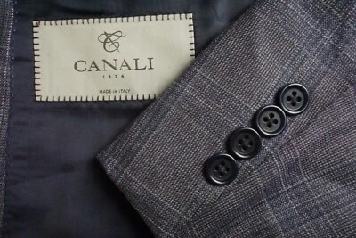 Chaqueta Abrigo Deportivo Canali 1934 Púrpura a Cuadros 100% Lana Talla 52R BIG GUY Foto 1 de 4