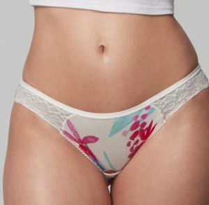 SOMA Enchanting Lace Bikini, 37632, Lush Tropics Mini Ivory, Small - Picture 1 of 7