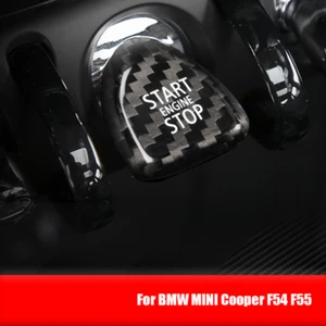 Black Carbon Fiber Car Start Stop Button Trim For BMW MINI Cooper F54 F55 F56 - Imagen 1 de 6