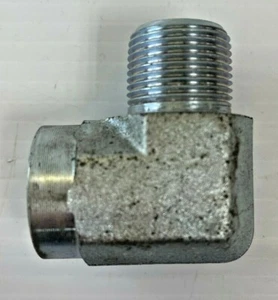HYDRAULIC MALE TO FEMALE 90° ELBOW 1/2" X 3/4" - Picture 1 of 3