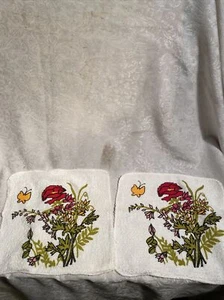 Vintage Set Retro Blume Blumen Schmetterling Waschlappen Badezimmer Dekor MCM NOS - Bild 1 von 4