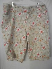 Floral Stretch Bermuda Shorts 20W sage pink cotton blend