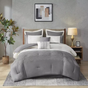 ⚡510 Design Talia Embroidered Comforter Set w Bedskirt &Throw Pillows ~8pcs King - Picture 1 of 22