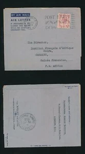 GB to FRENCH GUINEA AIRLETTER PRINTED INT.AFRICAN INSTITUTE 6d SINGLE FRANKING - Picture 1 of 4
