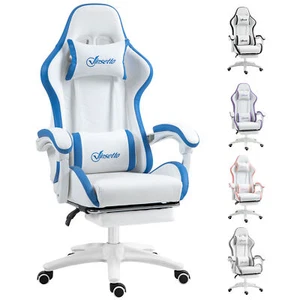 Vinsetto Racing Style Gaming Chair with Reclining Function Footrest, Blue - Picture 1 of 11