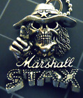 Pendentif MARSHALL STAX chaîne à billes en acier inoxydable neuf vintage 94 collier crâne de cow-boy